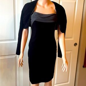 Black Velvet and Chiffon Cocktail Dress w/Jacket